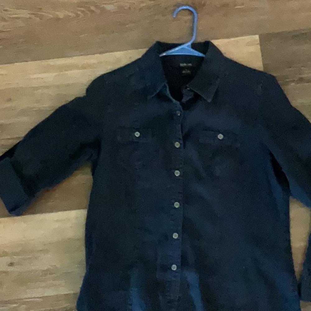 Style & Co. navy blue size 6, button down, 100% linen